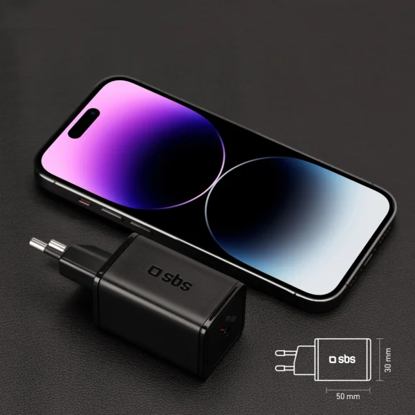 SBS TETRGAN1C45W 45W GaN USB-C Wall Charger with Power Delivery - Blackeng