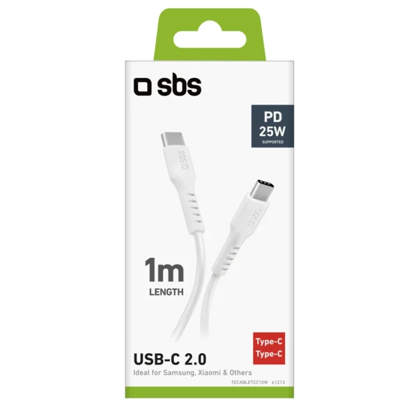 SBS TECABLETCC10W USB-C Cable - USB-C Power Delivery 25W 1 m - whiteeng
