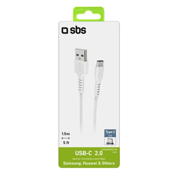 SBS TECABLEMICROC15W USB-A - USB-C Cable 1.5m - Whiteeng
