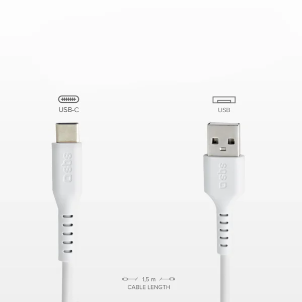 SBS TECABLEMICROC15W USB-A - USB-C Cable 1.5m - Whiteeng