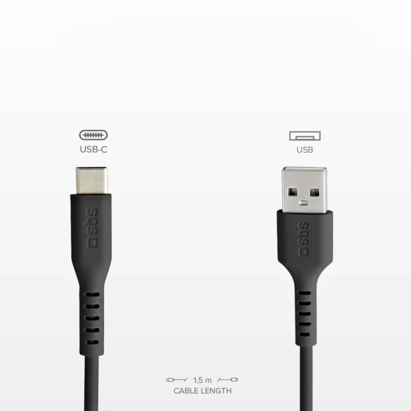 SBS TECABLEMICROC15K USB-A - USB-C Cable 1.5m - Blackeng
