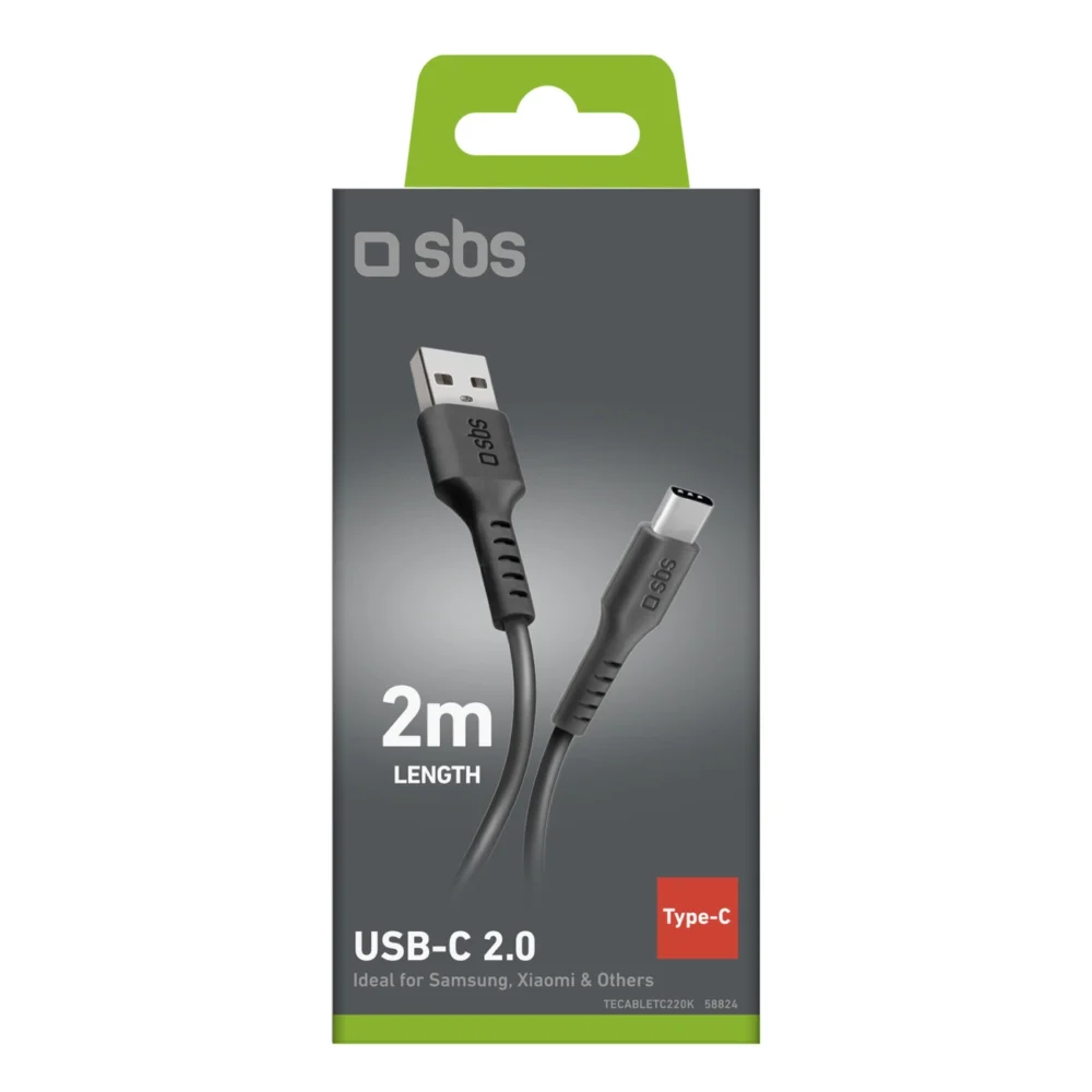SBS TECABLETC220K USB-A - USB-C Cable 2 m - Blackeng