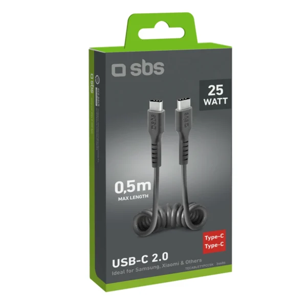 SBS TECABLETYPCCSK USB-C spiral cable - USB-C 0.5m - blackeng