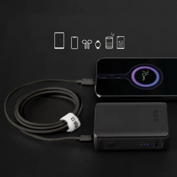 SBS TECABLETISSUETCK USB-C - USB-C 1.5m 60W braided cable - blackeng