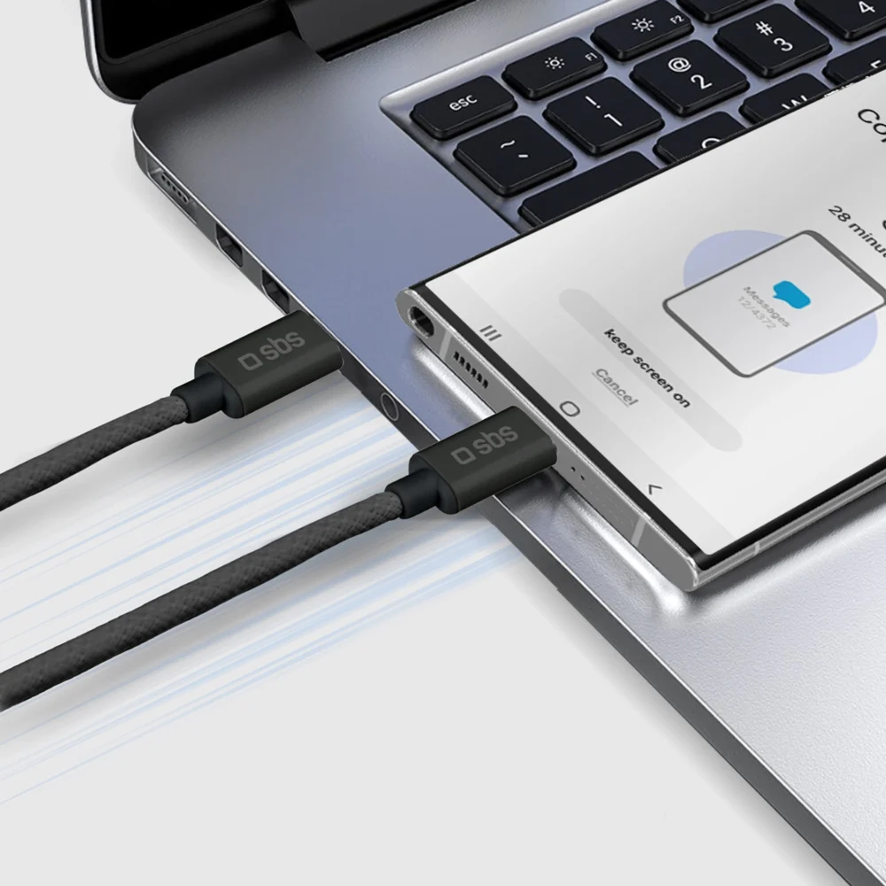 SBS TECABLETISSUETCK USB-C - USB-C 1.5m 60W braided cable - blackeng