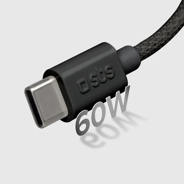 SBS TECABLETISSUETCK USB-C - USB-C 1.5m 60W braided cable - blackeng