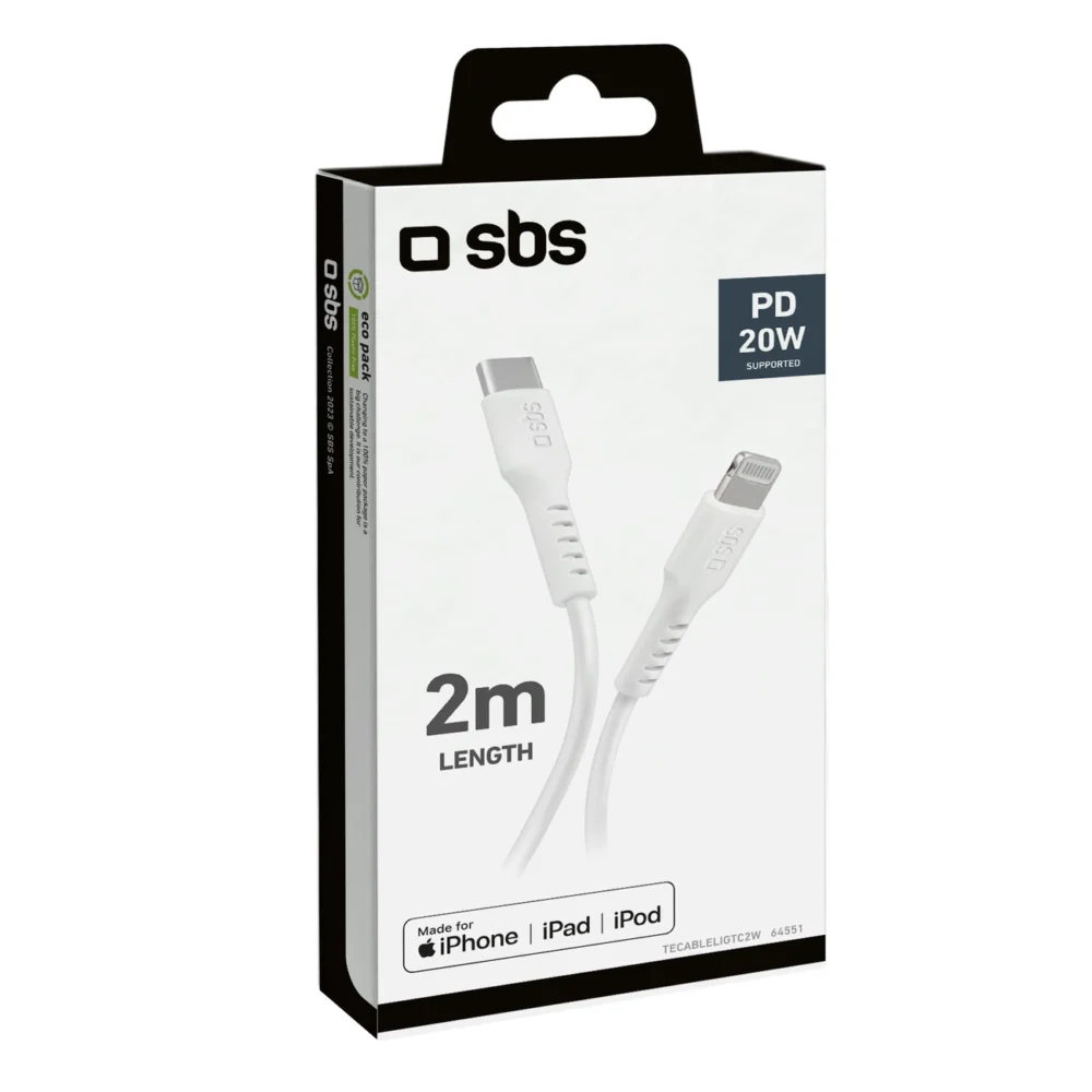 SBS TECABLELIGTC2W USB-C - Lightning Cable 2 m - Whiteeng