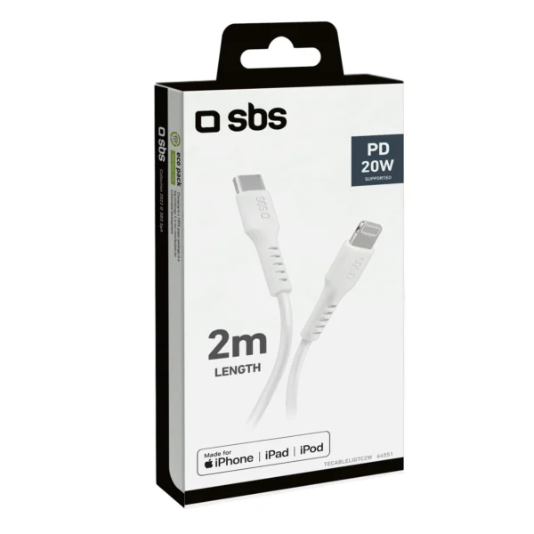 SBS TECABLELIGTC2W USB-C - Lightning Cable 2 m - Whiteeng