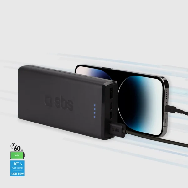 Fast charge power bank: 20,000 mAh, 2 USBs Blackeng