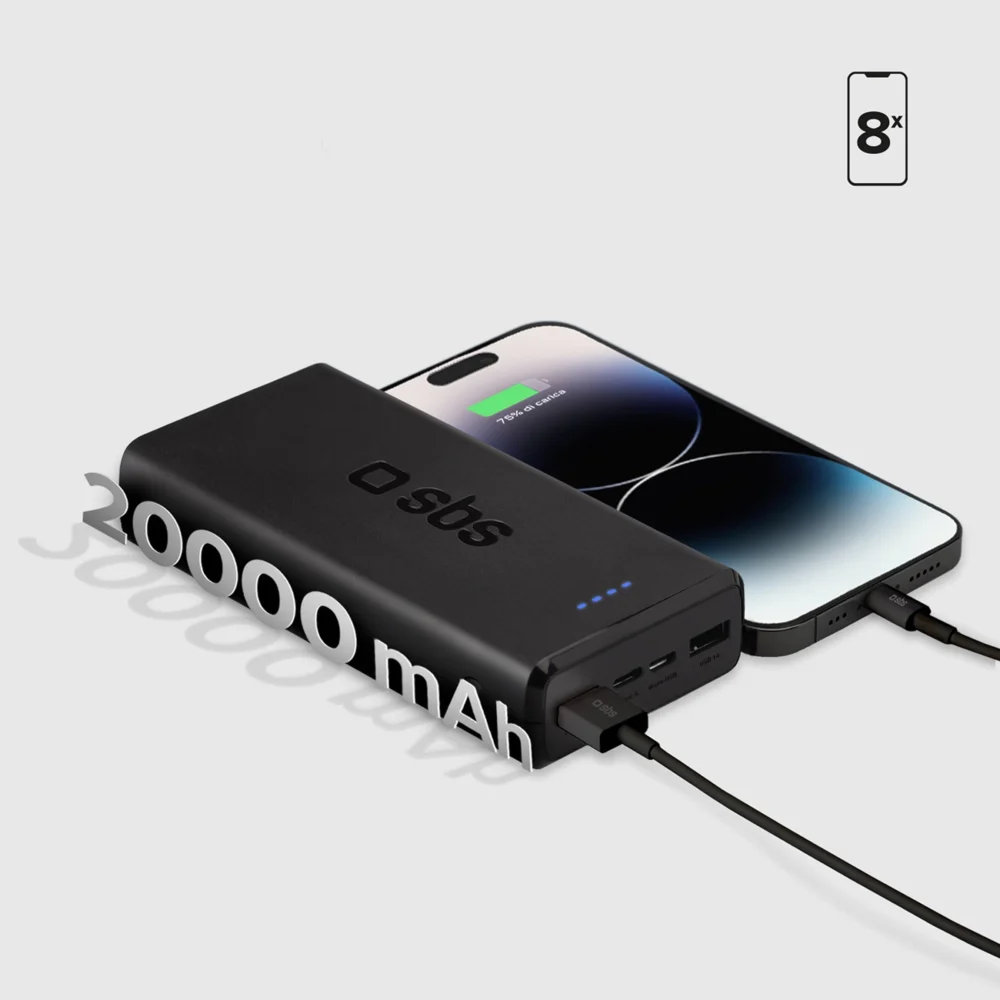 Fast charge power bank: 20,000 mAh, 2 USBs Blackeng