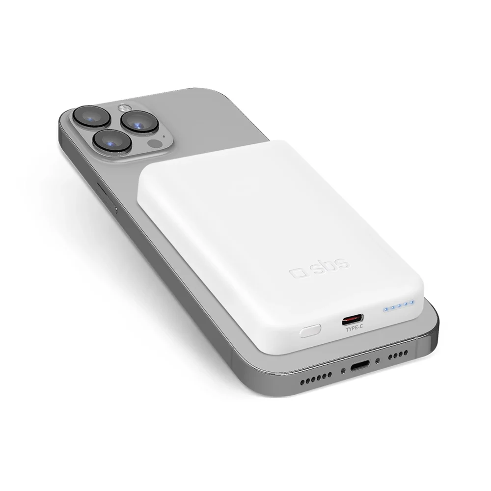 Powerbank SBS TEBB5000MAG1CW 5000 mAh USB-C, MagSafe compatible - whiteeng