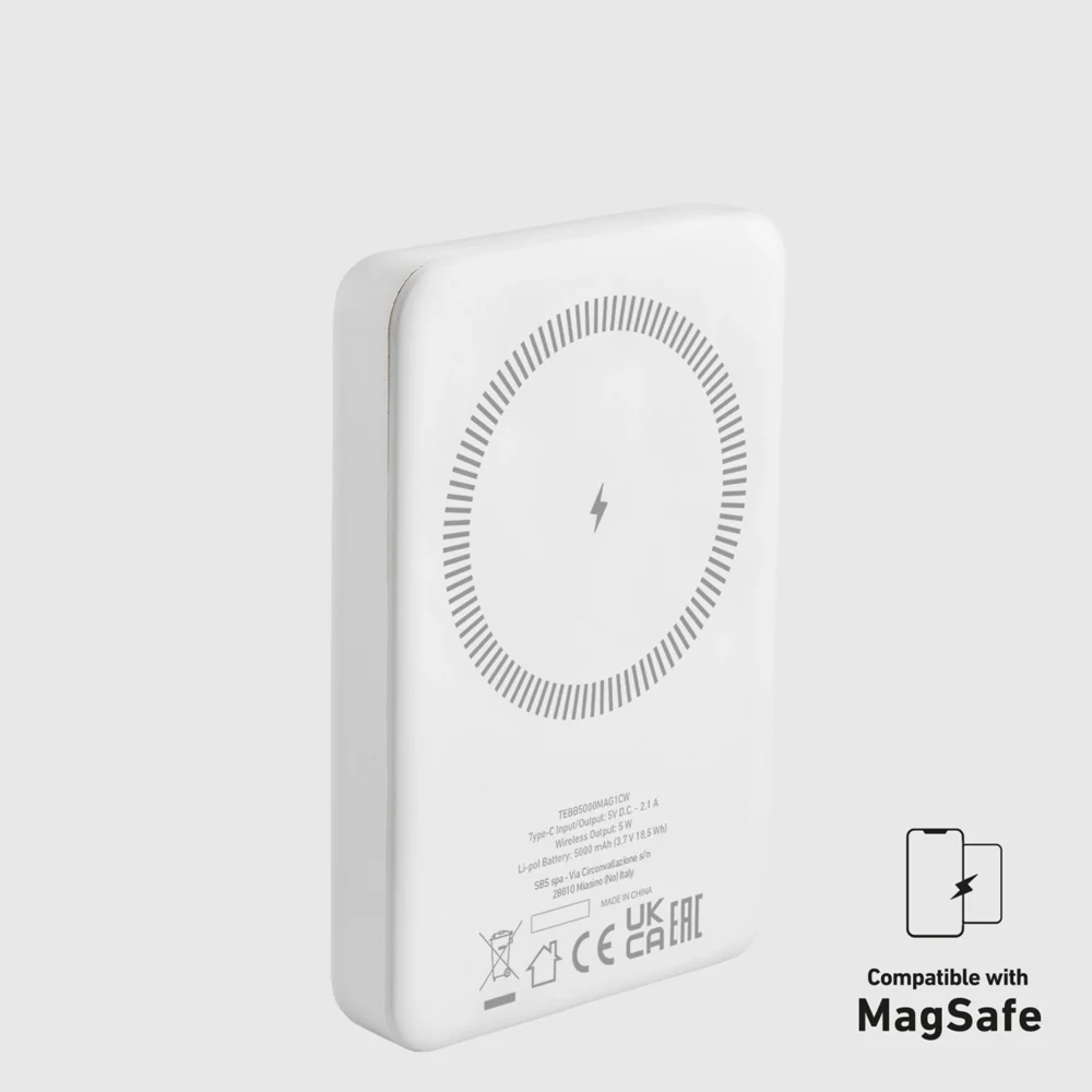 Powerbank SBS TEBB5000MAG1CW 5000 mAh USB-C, MagSafe compatible - whiteeng