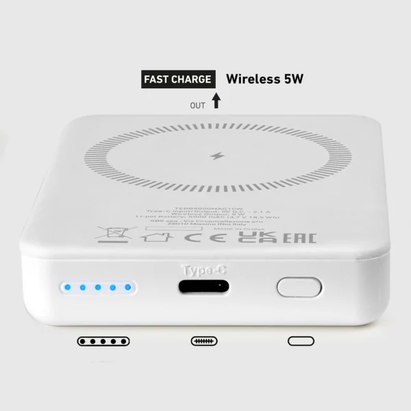 Powerbank SBS TEBB5000MAG1CW 5000 mAh USB-C, MagSafe compatible - whiteeng