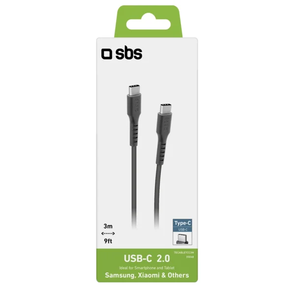 SBS TECABLETCC3M USB-C - USB-C 3m Cable - Blackeng