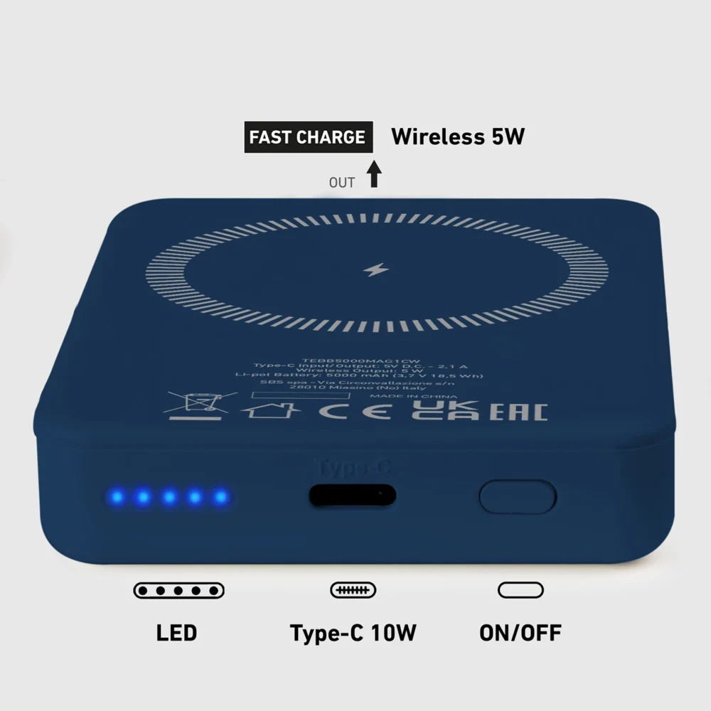 Powerbank SBS TEBB5000MAG1CB 5000 mAh compatible with MagSafe - blueeng