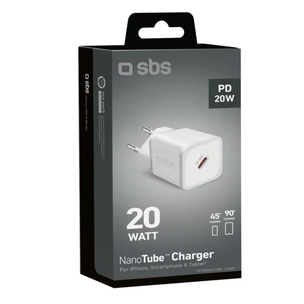 SBS TETRGAN1C20W 20W GaN Wall Charger with Power Delivery - Whiteeng