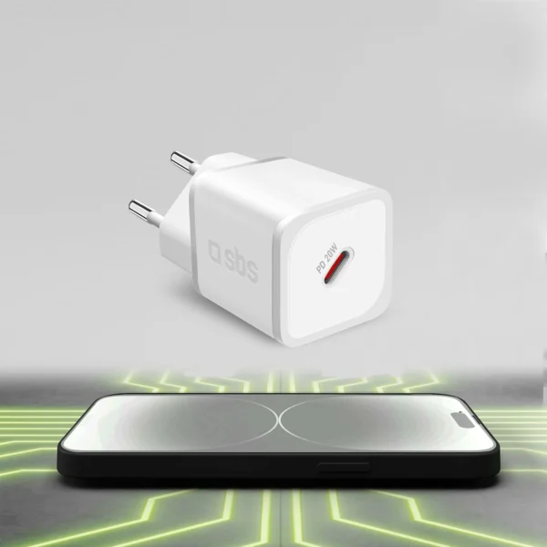 SBS TETRGAN1C20W 20W GaN Wall Charger with Power Delivery - Whiteeng