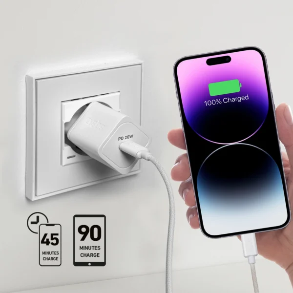 SBS TETRGAN1C20W 20W GaN Wall Charger with Power Delivery - Whiteeng