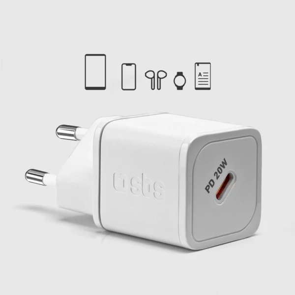 SBS TETRGAN1C20W 20W GaN Wall Charger with Power Delivery - Whiteeng