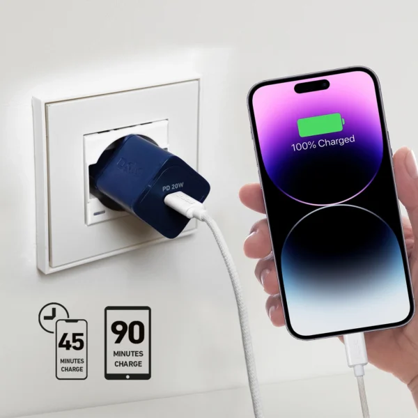 SBS TETRGAN1C20B 20W GaN Wall Charger with Power Delivery - Blueeng