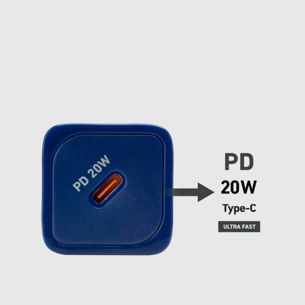SBS TETRGAN1C20B 20W GaN Wall Charger with Power Delivery - Blueeng