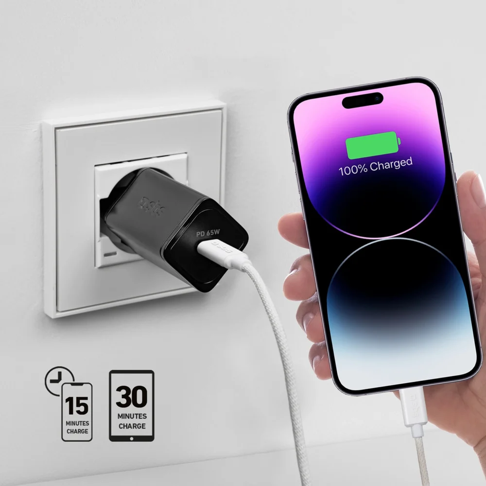 SBS TETRGAN1C65W 65W GaN Power Delivery Charger - Blackeng