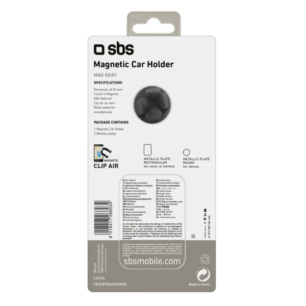 SBS TESUPPEASYMAGK smartphone holder magnetic, for air vent - blackeng