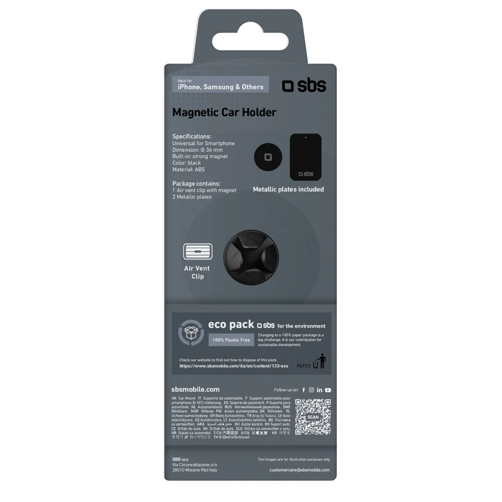 SBS TESUNSUPMAGK smartphone holder magnetic, for air vent - blackeng