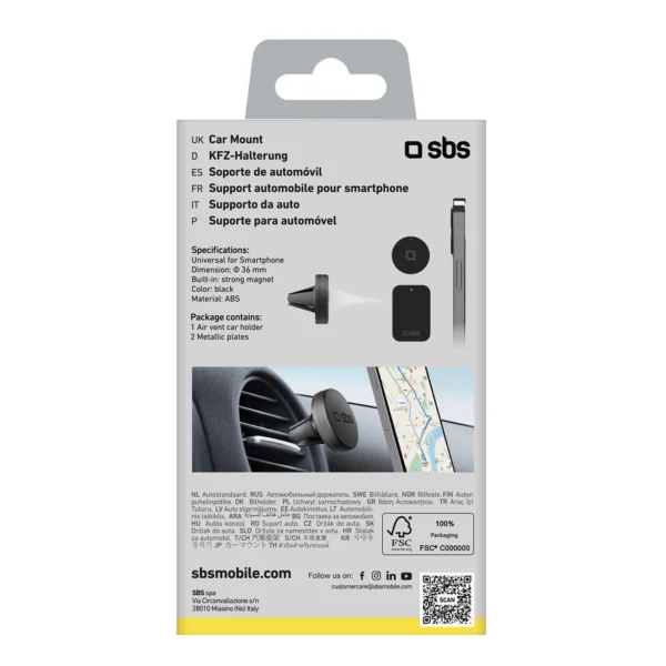 SBS TESUPPUNIVAIRMAG smartphone holder magnetic, for air vent - blackeng
