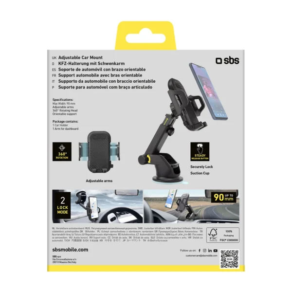 SBS TEHWSUPWIND smartphone holder telescopic with suction cup - blackeng