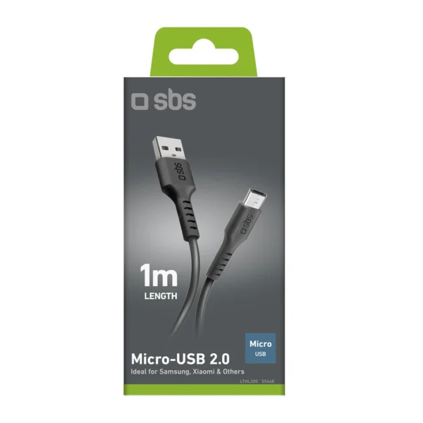 SBS LTHL200 USB-A - Micro-USB Cable 1m - Blackeng