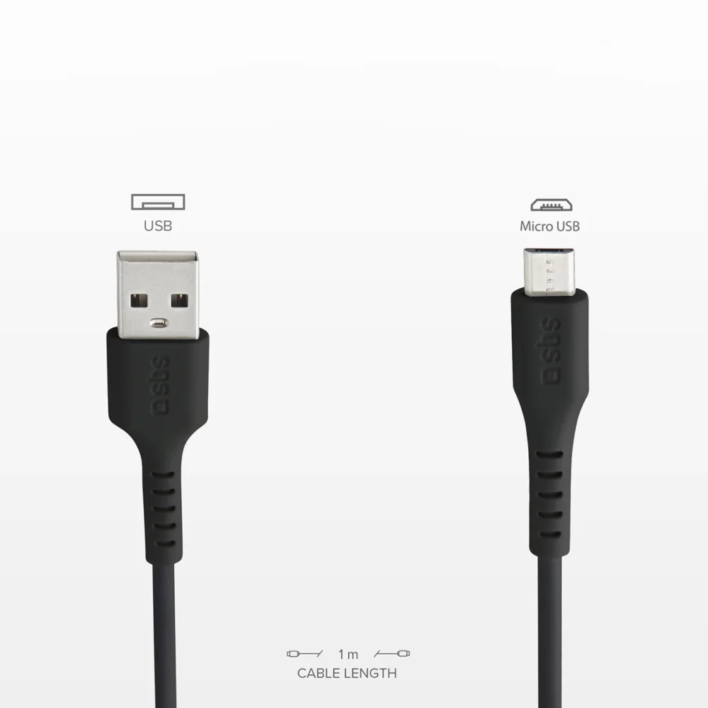 SBS LTHL200 USB-A - Micro-USB Cable 1m - Blackeng