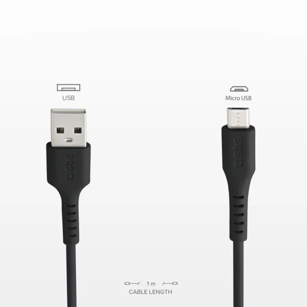 SBS LTHL200 USB-A - Micro-USB Cable 1m - Blackeng