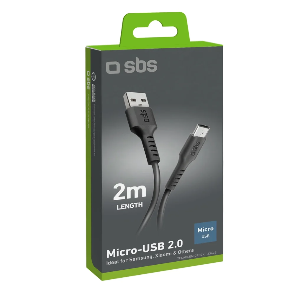 SBS TECABLEMICRO2K USB-A - Micro-USB Cable 2 m - Blackeng