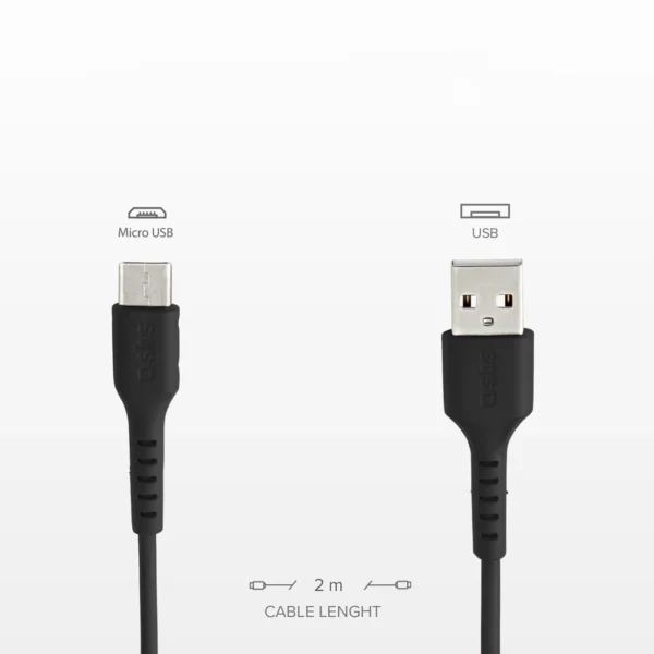 SBS TECABLEMICRO2K USB-A - Micro-USB Cable 2 m - Blackeng