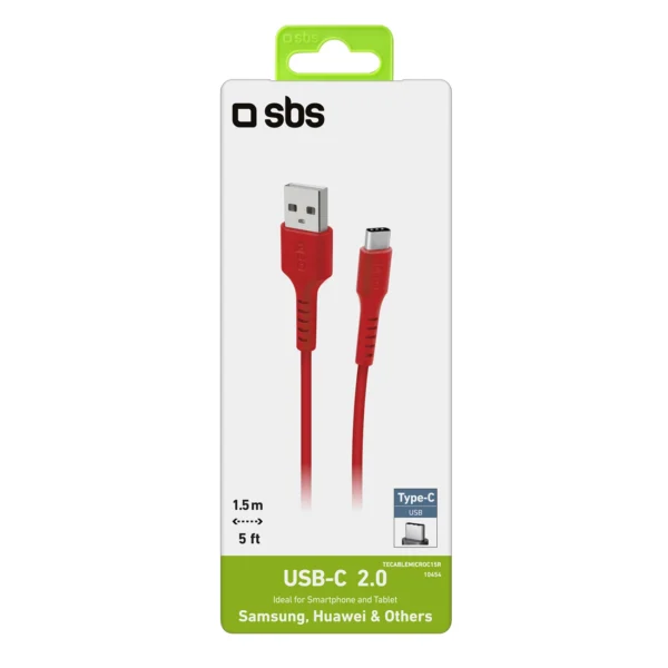 SBS TECABLEMICROC15R USB-A - USB-C Cable 1.5m - Redeng