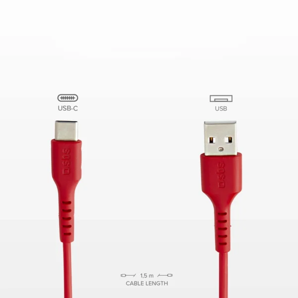 SBS TECABLEMICROC15R USB-A - USB-C Cable 1.5m - Redeng