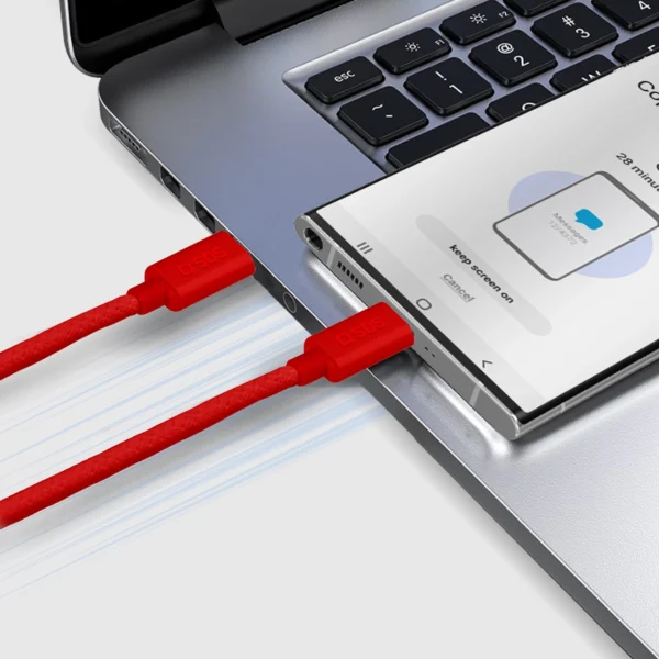 SBS TECABLETISSUETCCR USB-C - USB-C 1.5m 60W Braided Cable - Redeng