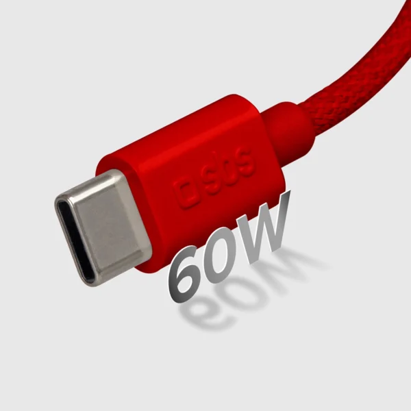 SBS TECABLETISSUETCCR USB-C - USB-C 1.5m 60W Braided Cable - Redeng