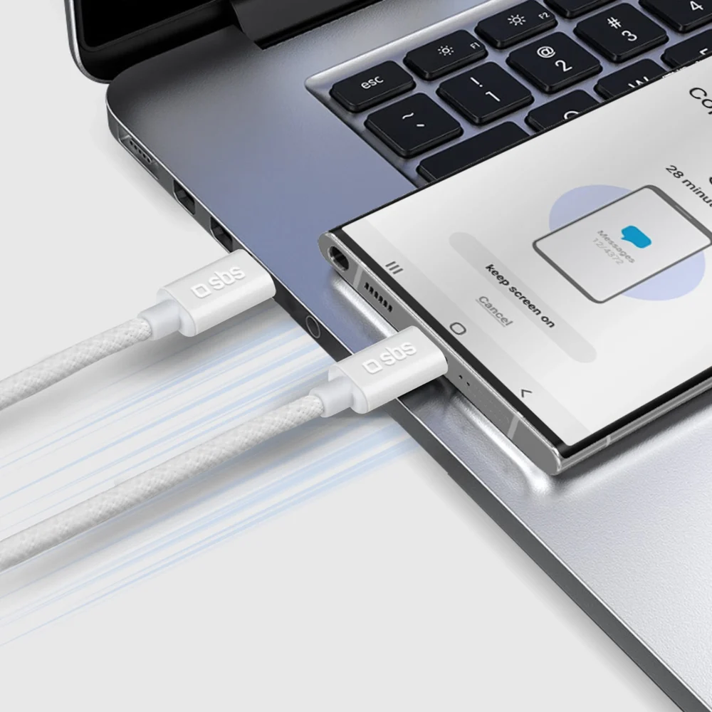 SBS TECABLETISSUETCCG USB-C - USB-C 1.5m 60W braided cable - grayeng