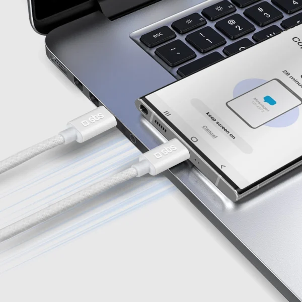 SBS TECABLETISSUETCCG USB-C - USB-C 1.5m 60W braided cable - grayeng
