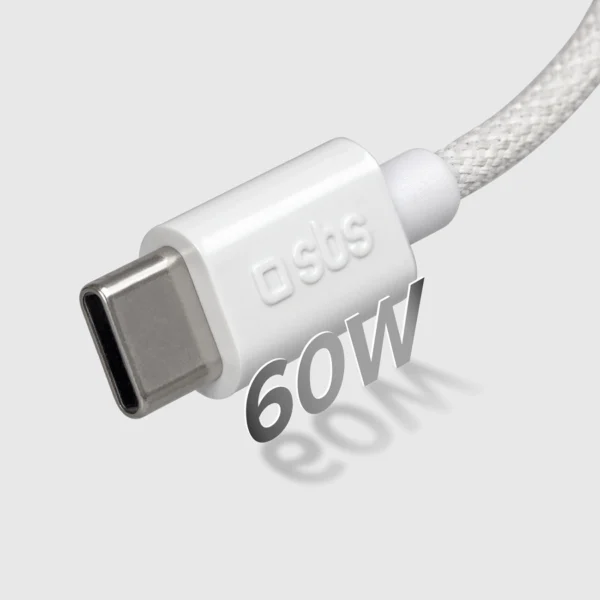 SBS TECABLETISSUETCCG USB-C - USB-C 1.5m 60W braided cable - grayeng