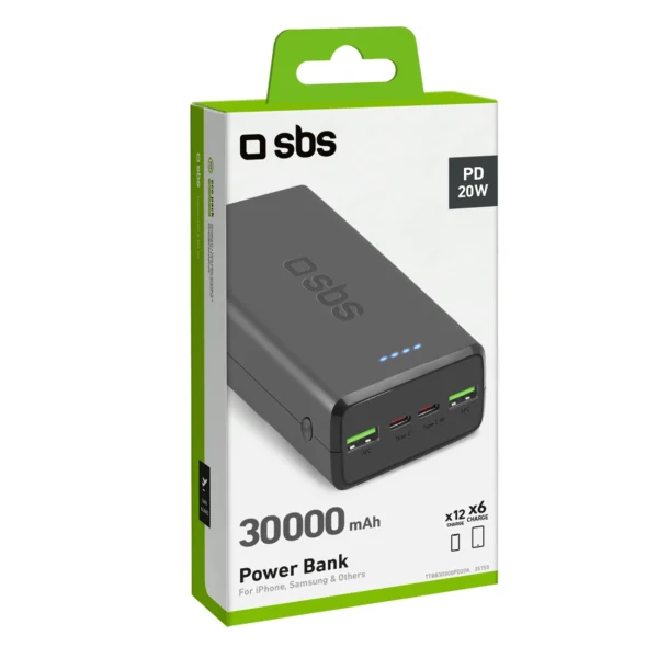 Powerbank SBS TTBB30000PD20K 30000 mAh 2 x USB-C 2 x USB-A - blackeng