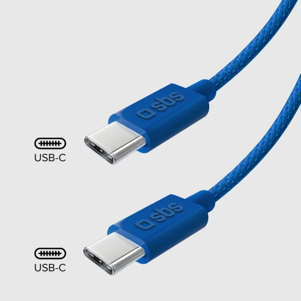 SBS TECABLETISSUETCCB USB-C - USB-C 1.5m 60W braided cable - blueeng