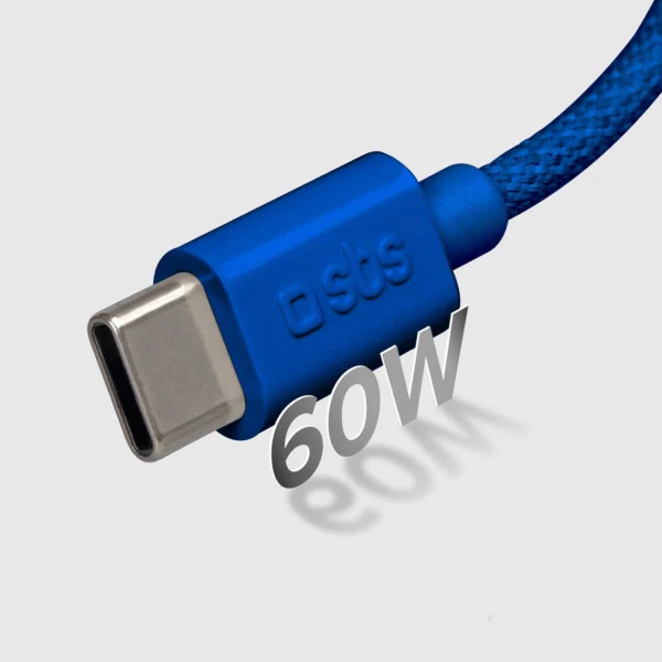 SBS TECABLETISSUETCCB USB-C - USB-C 1.5m 60W braided cable - blueeng