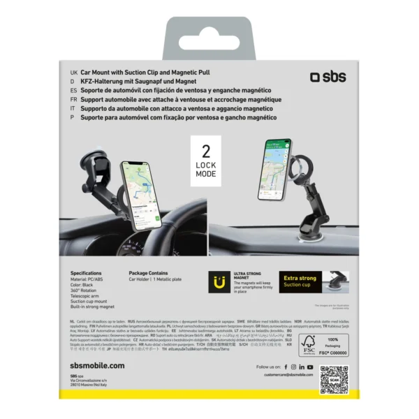 SBS TESUPMAGRINGEXT Smartphone Holder for Dashboard and Windshield, MagSafe Compatible - Blackeng