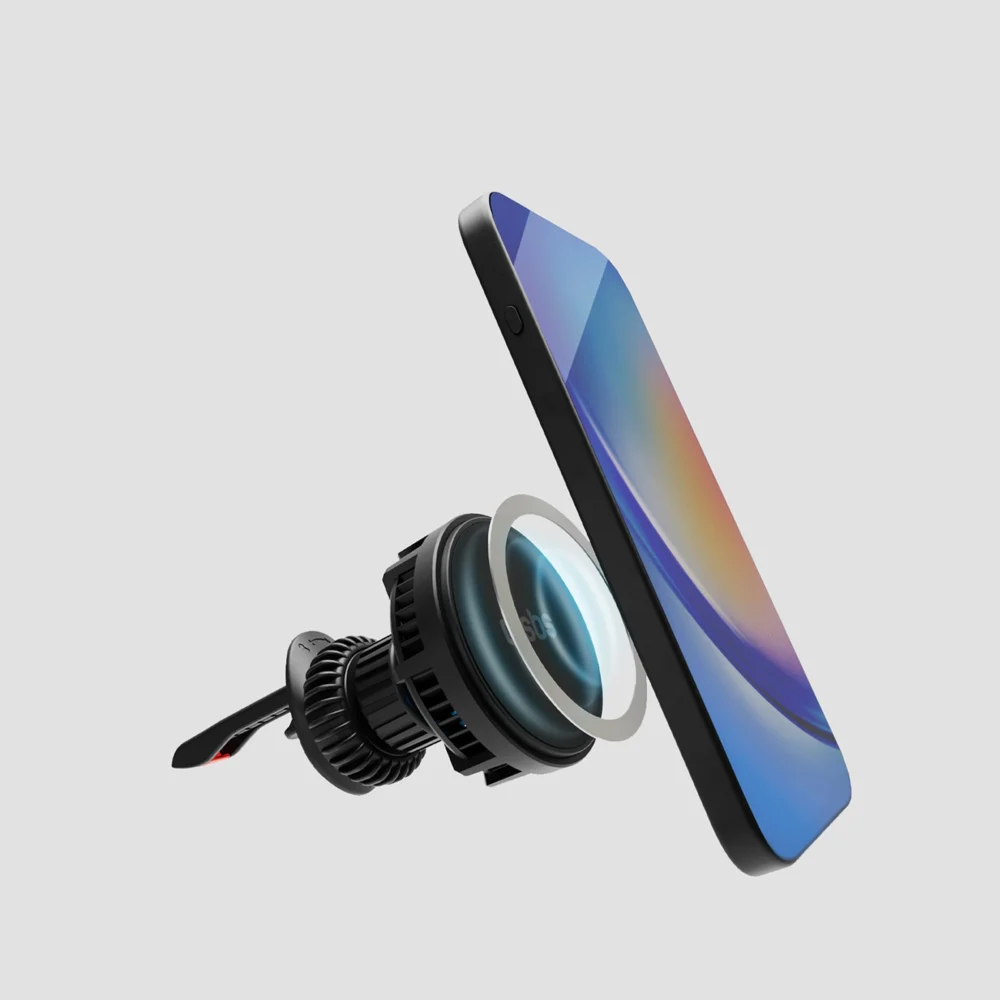Smartphone holder with inductive charger SBS TESUPFANWIR15W 15W for air vent, with cooling - blackeng