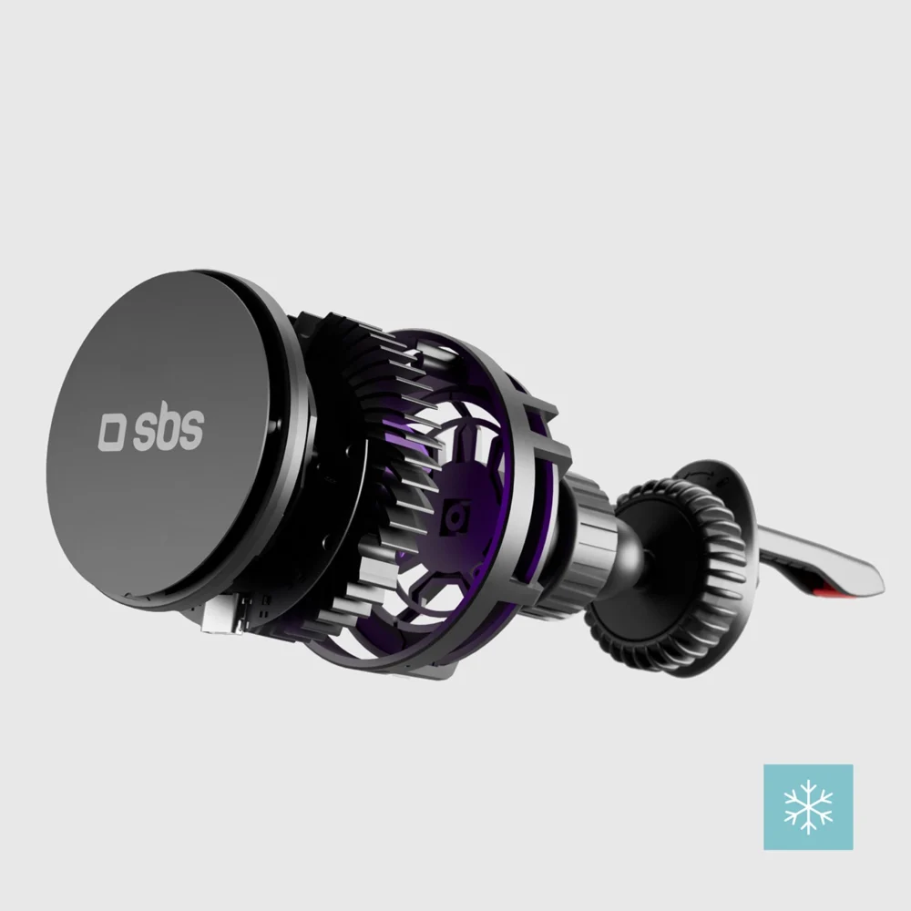 Smartphone holder with inductive charger SBS TESUPFANWIR15W 15W for air vent, with cooling - blackeng