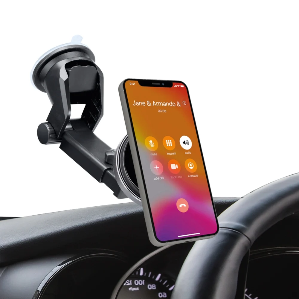 SBS TESUPMAGEXTWIR15W Telescopic Smartphone Holder with Wireless Charger, MagSafe Compatible, for Windshield and Dashboard - Blackeng