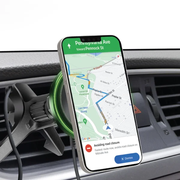 Smartphone holder with wireless charger SBS TESUPMAGWIR15W for air vent, compatible with MagSafe - blackeng